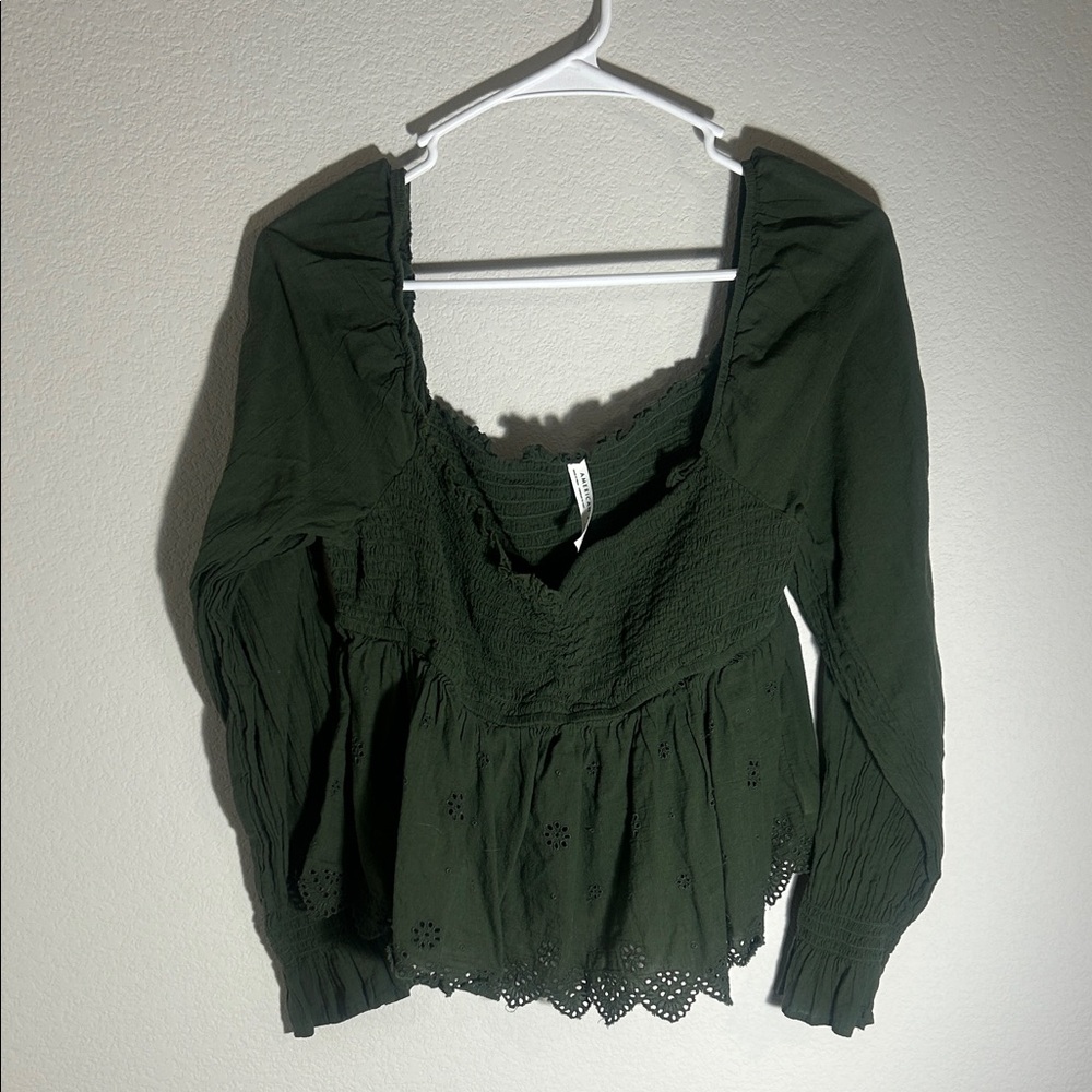 American Eagle Outfitters Dark Green Blouse